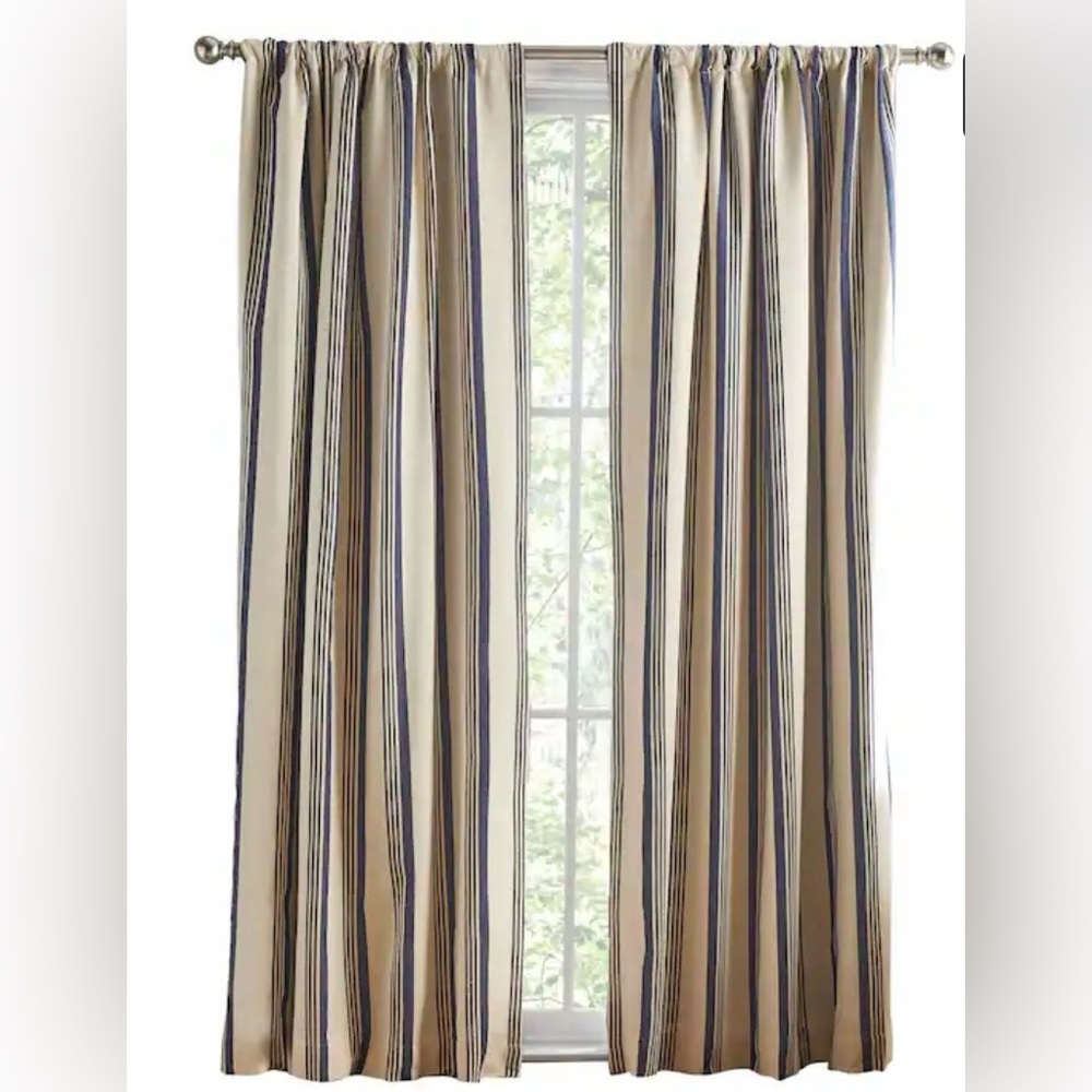 Tommy Hilfiger Striped Neutral & Navy Curtain Panels